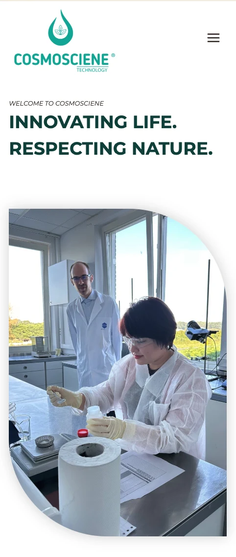 Trang chủ website COSMOSCIENE trên mobile