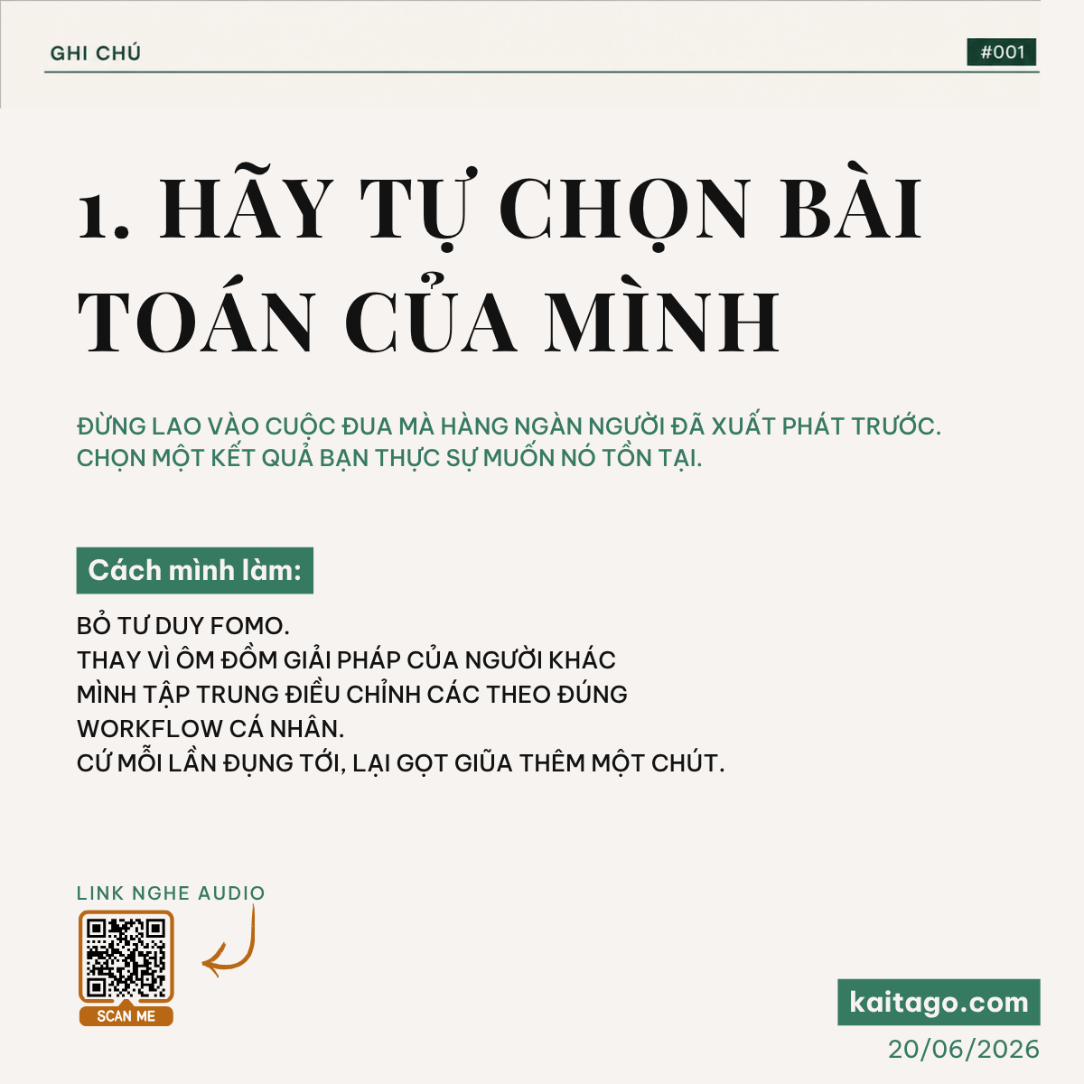 Nguyên tắc 2 — Nâng cấp đầu vào của bạn