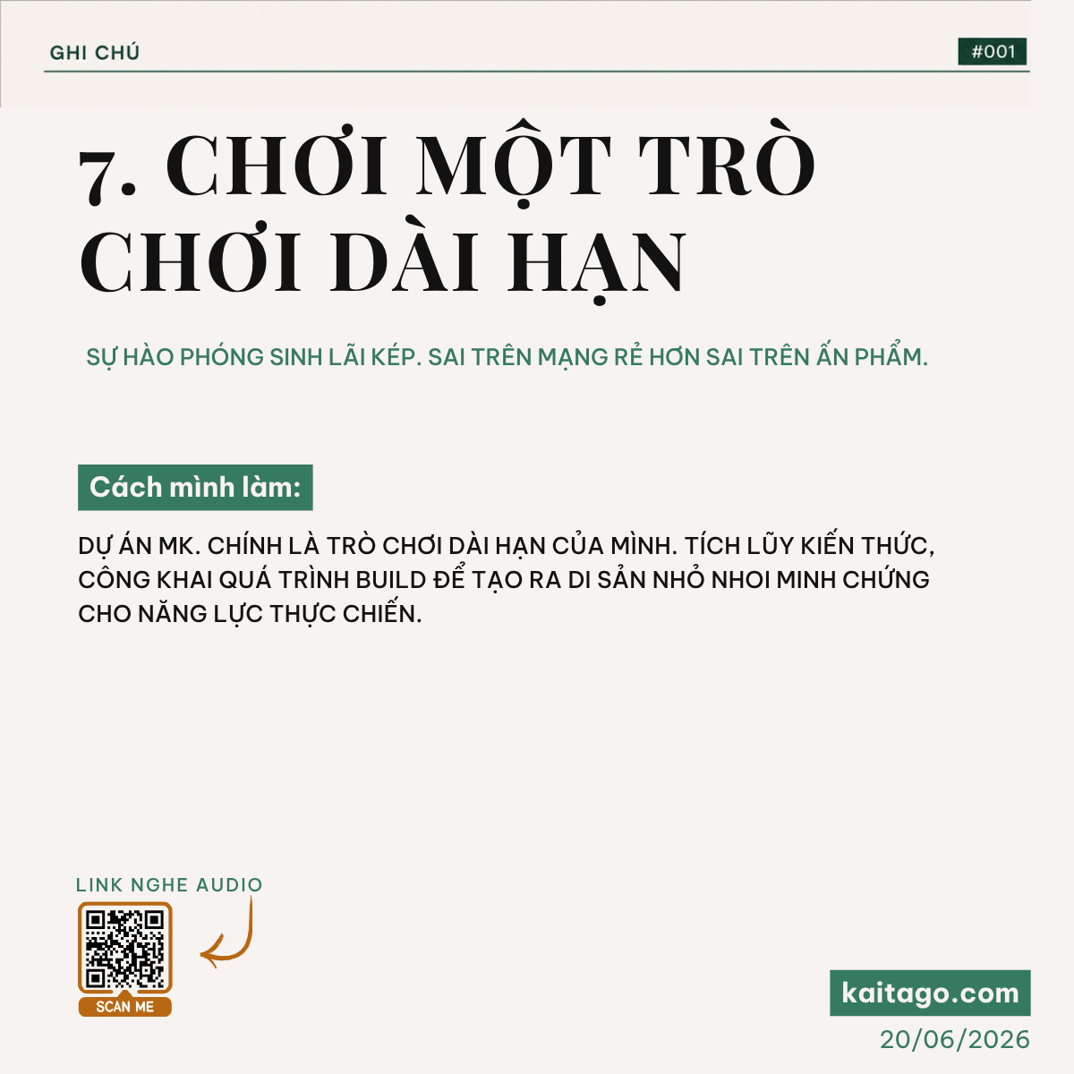 Nguyên tắc 7 — Chơi một trò chơi dài hạn